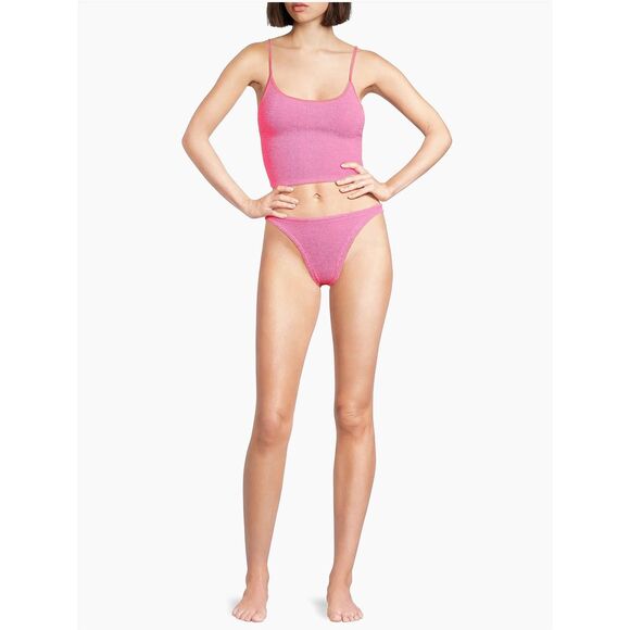 Hunza G Crinkle-Effect Scoopneck Bikini in Bubblegum One Size $240 - Picture 1 of 7